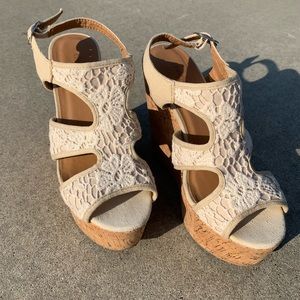 Charlotte Russe Cork Wedged Sandals